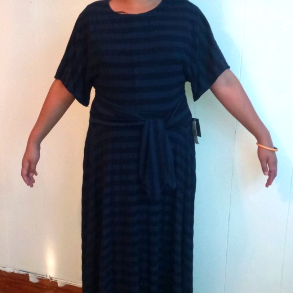 A navy stripped dress, medium size